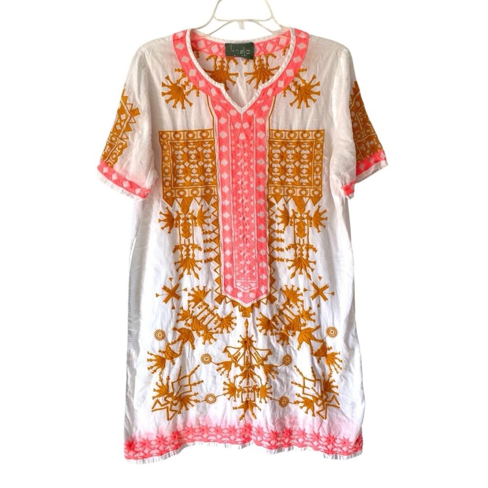 Basta Surf Embroidered Beach Swim Coverup size medium Neon Pink Yellow